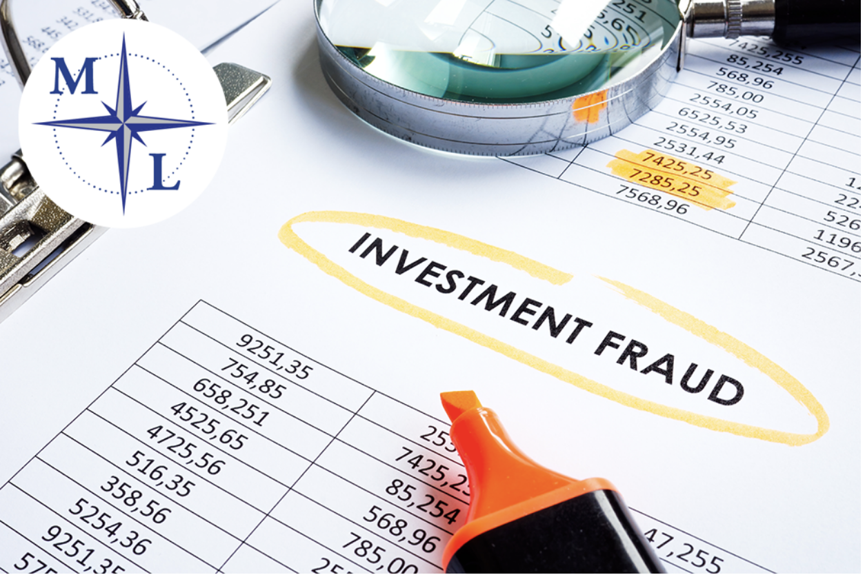 A clipboard with an investment fraud report created by Maier Law in Palm Beach