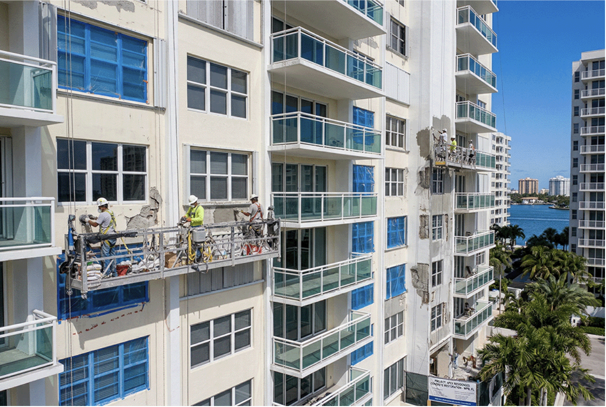 A concrete restoration project at a condominium in West Palm Beach.