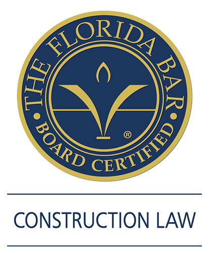 The logo for a Florida Bar Board Certified Construction Attorney.