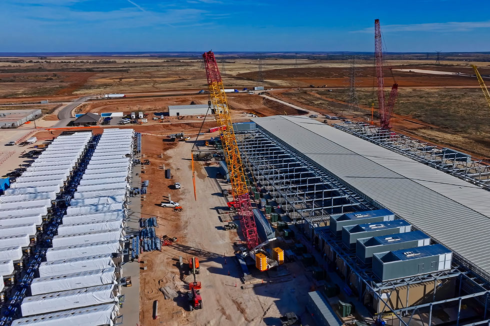 Aerial view of a data center construction site in West Palm Beach.
