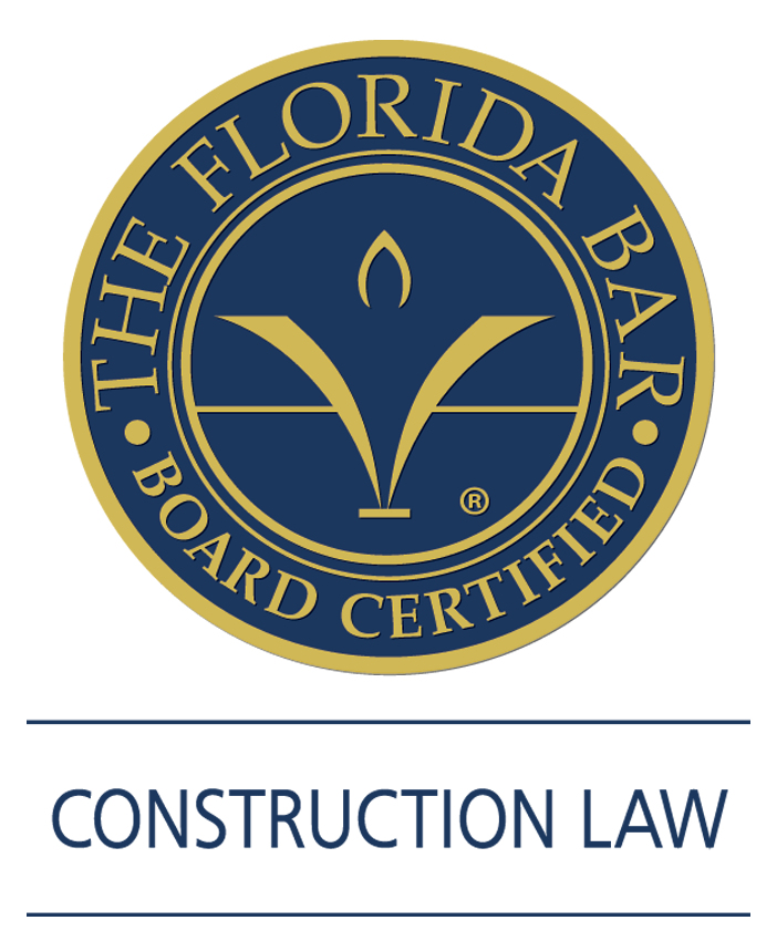 The Florida Bar Board Certified Construction Law seal.